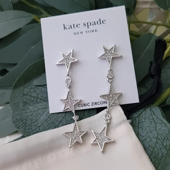 Kate Spade Silver Crystal Drop Earrings - Picture 2 of 6